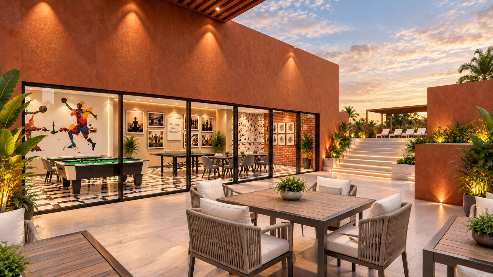 Rooftop leisure architectural rendering