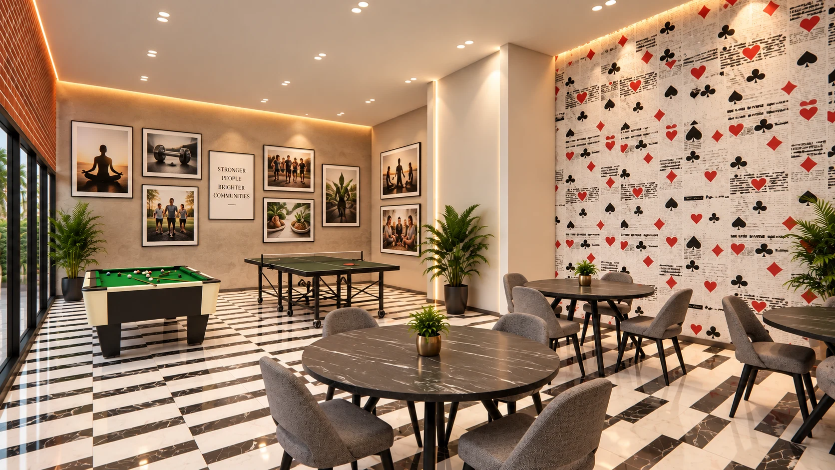 Clubhouse lounge architectural rendering